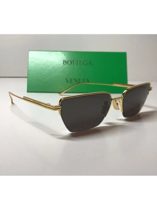 New Authentic Bottega Veneta Gold and Gray Sunglasses BV1107S 004